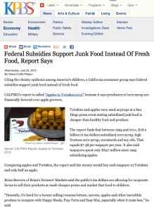 Federal Subsidies Support Junk Food Instead Of Fresh Food, Report Says Federal Subsidies Support Junk Food Instead Of Fresh Food, Report Says