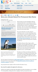 $600,000 Already Raised For Permanent Kiss Statue $600,000 Already Raised For Permanent Kiss Statue