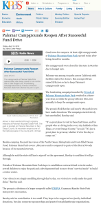 Palomar Campgrounds Reopen After Successful Fund Drive