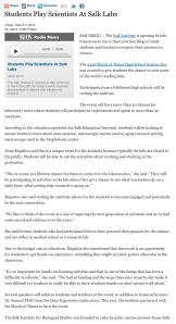 Students Play Scientists At Salk Labs