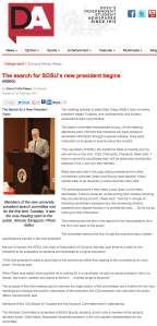 The search for SDSU's new president begins by Diana Crofts-Pelayo